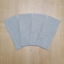 Etui na sztućce lniane LINEA DECORATIVA - szary - kpl. 4 szt.